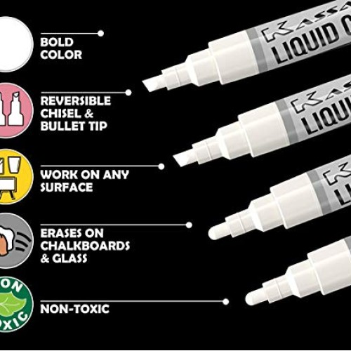 Kassa White Chalkboard Marker 2 Pack - Liquid Chalk Markers for ...