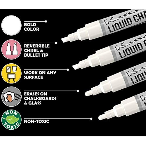 Kassa White Chalkboard Marker 2 Pack - Liquid Chalk Markers for ...