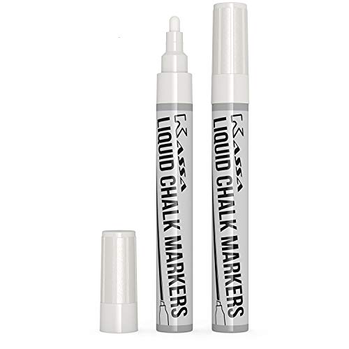Kassa White Chalkboard Marker 2 Pack - Liquid Chalk Markers for ...