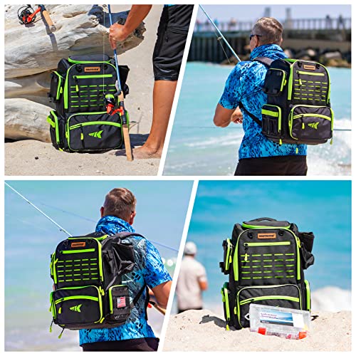 KastKing Bait Boss Fishing Tackle Backpack with Rod Holders,4 Tack...