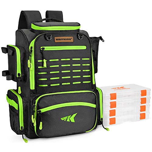 KastKing Bait Boss Fishing Tackle Backpack with Rod Holders,4 Tack...