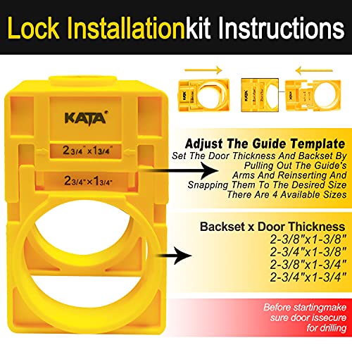 KATA 1-3/8 - 1-3/4 Door Lock Installation Kit for Wooden Doors w...