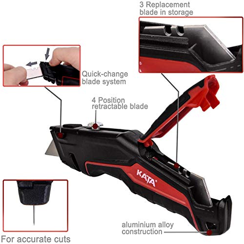 KATA 2-Pack Utility Knives, Heavy Duty Retractable and Folding Box...