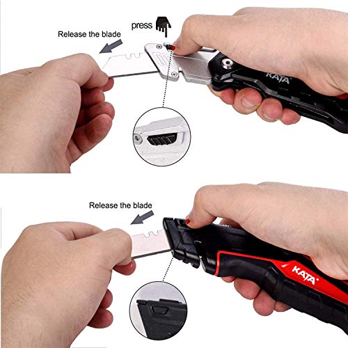 KATA 2-Pack Utility Knives, Heavy Duty Retractable and Folding Box...