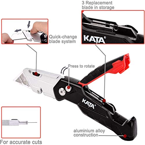 KATA 2-Pack Utility Knives, Heavy Duty Retractable and Folding Box...