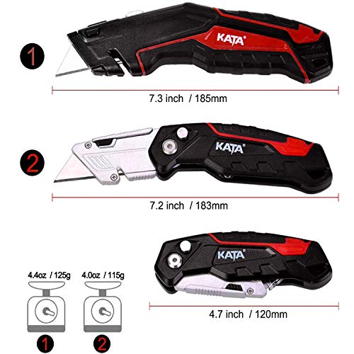 KATA 2-Pack Utility Knives, Heavy Duty Retractable and Folding Box...