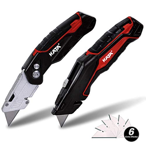 KATA 2-Pack Utility Knives, Heavy Duty Retractable and Folding Box...