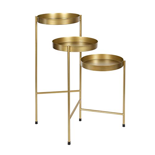 Kate and Laurel Finn Tri-Level Metal Plant Stand, Gold, 30 inches,...