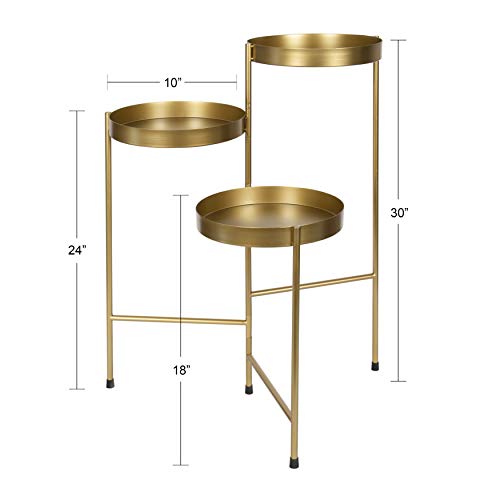 Kate and Laurel Finn Tri-Level Metal Plant Stand, Gold, 30 inches,...