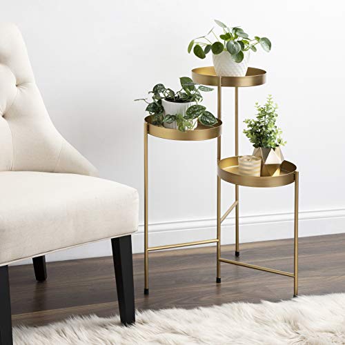 Kate and Laurel Finn Tri-Level Metal Plant Stand, Gold, 30 inches,...