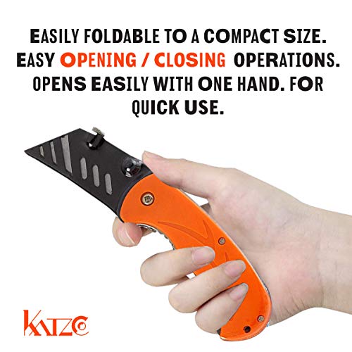 Katzco Folding Utility Knife Set – Includes 5 Replacement Utility ...