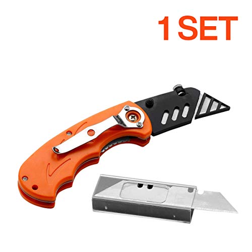 Katzco Folding Utility Knife Set – Includes 5 Replacement Utility ...