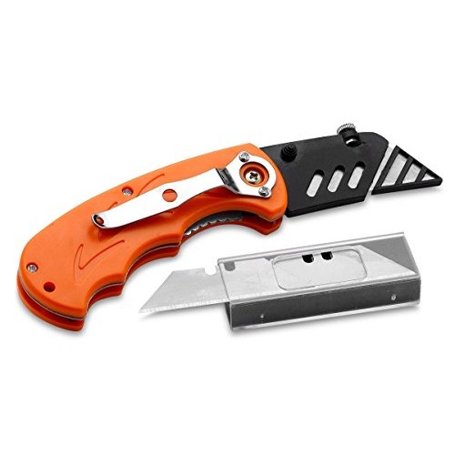 Katzco Folding Utility Knife Set – Includes 5 Replacement Utility ...