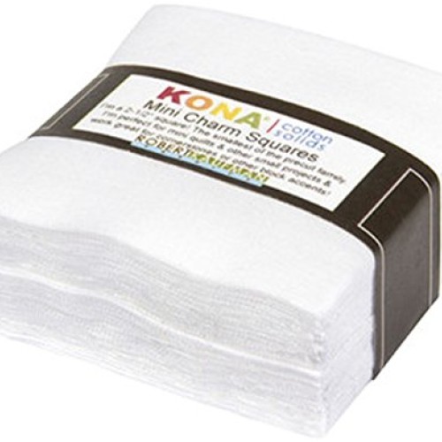 White Kona Solids Mini Charm Pack; 84 100% Cotton 2.5 Precut Fabr...