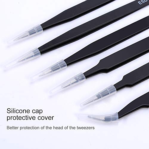 6PCS Precision Tweezers Set, Upgraded Anti-Static Stainless Steel ...