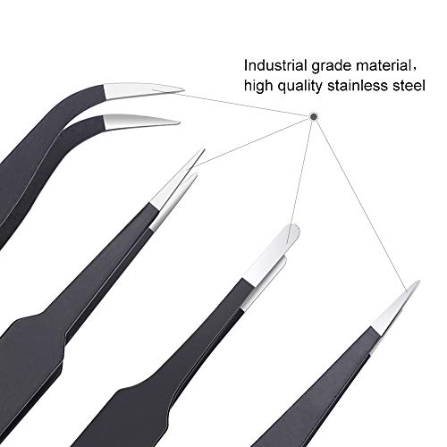 6PCS Precision Tweezers Set, Upgraded Anti-Static Stainless Steel ...