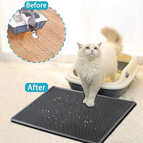 Kaxionage Cat Litter Mat, 15 X 24 Litter Box Mat,Honeycomb Doubl...