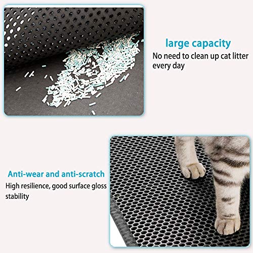 Kaxionage Cat Litter Mat, 15 X 24 Litter Box Mat,Honeycomb Doubl...