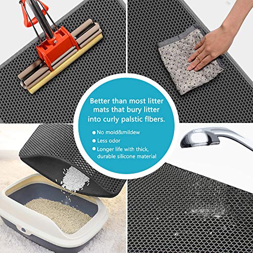 Kaxionage Cat Litter Mat, 15 X 24 Litter Box Mat,Honeycomb Doubl...