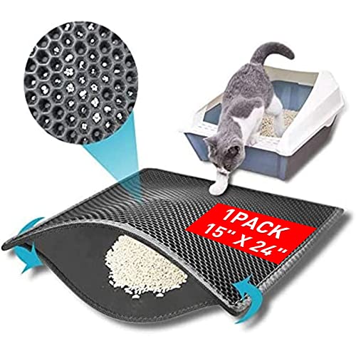 Kaxionage Cat Litter Mat, 15 X 24 Litter Box Mat,Honeycomb Doubl...