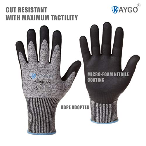 Cut Resistant Work Gloves MicroFoam Nitrile Coated-2 Pairs,KAYGO K...