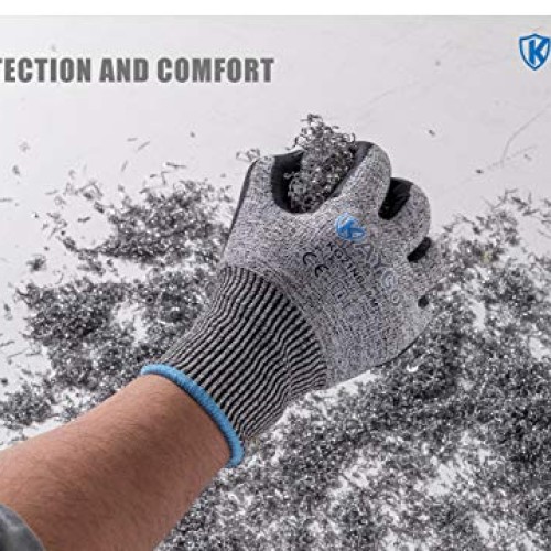 Cut Resistant Work Gloves MicroFoam Nitrile Coated-2 Pairs,KAYGO K...