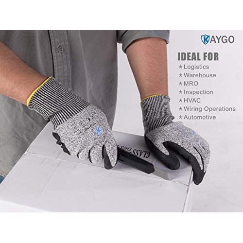 Cut Resistant Work Gloves MicroFoam Nitrile Coated-2 Pairs,KAYGO K...