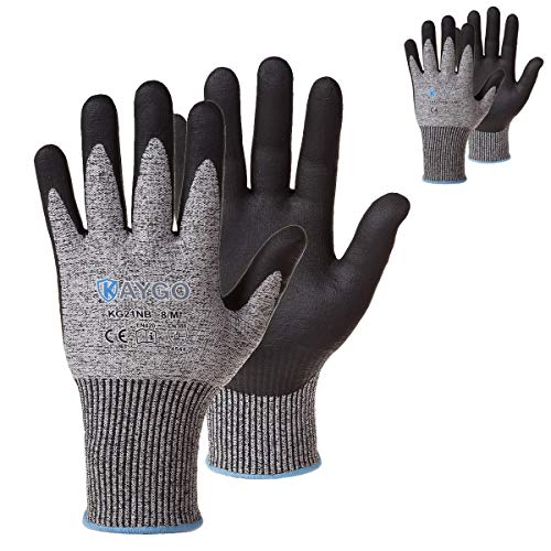 Cut Resistant Work Gloves MicroFoam Nitrile Coated-2 Pairs,KAYGO K...