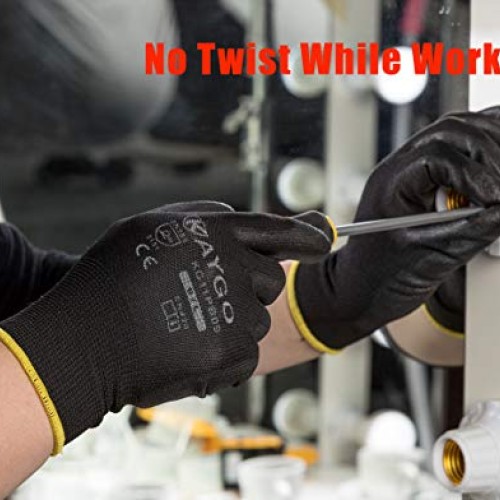 Safety Work Gloves PU Coated-12 Pairs,KAYGO KG11PB, Seamless Knit ...
