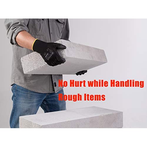 Safety Work Gloves PU Coated-12 Pairs,KAYGO KG11PB, Seamless Knit ...