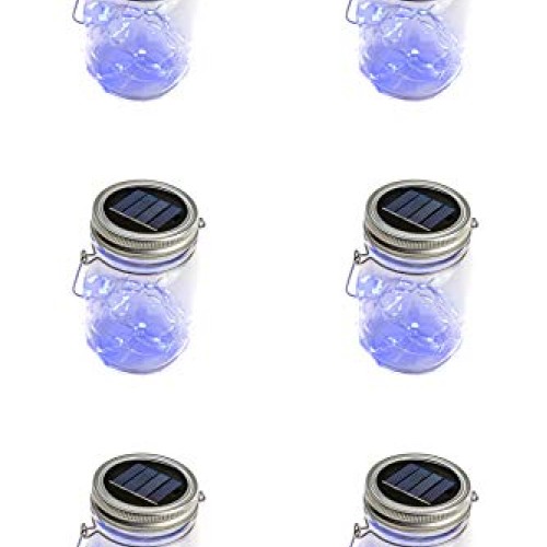Kazul Blue Solar Mason Jar Lights, 6 Pack 20 LED, Mason Jar Solar ...