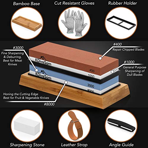 Professional knife Sharpening Stone Kit kdivesam 4 Grit Whetstone ...