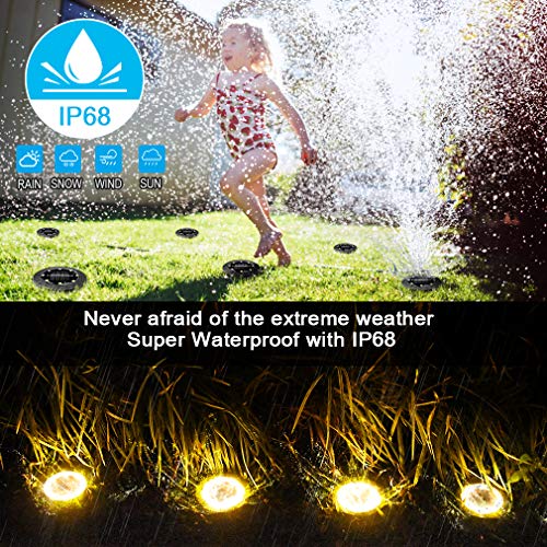 Solar Powered Ground Lights 8 Pack,IP68 Waterproof Outdoor LED Dis...