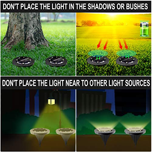 Solar Powered Ground Lights 8 Pack,IP68 Waterproof Outdoor LED Dis...