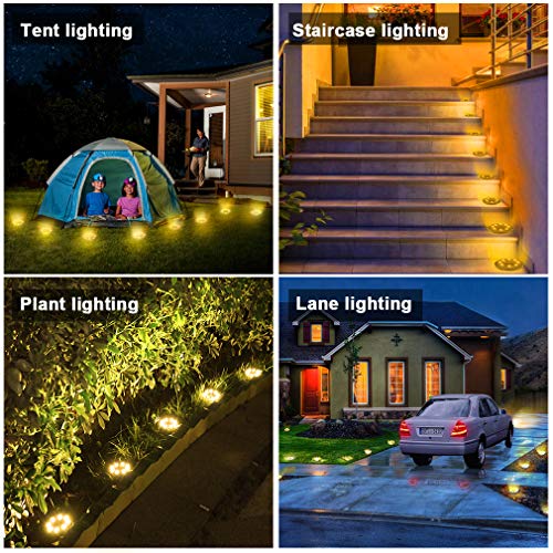 Solar Powered Ground Lights 8 Pack,IP68 Waterproof Outdoor LED Dis...