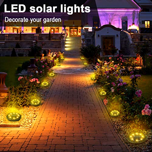 Solar Powered Ground Lights 8 Pack,IP68 Waterproof Outdoor LED Dis...