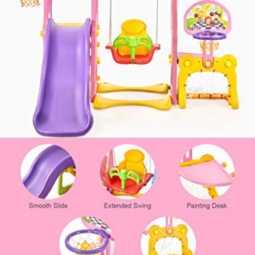Climber and Swing Set Toddler 5 in 1 Play Slide Climber Indoor Out...