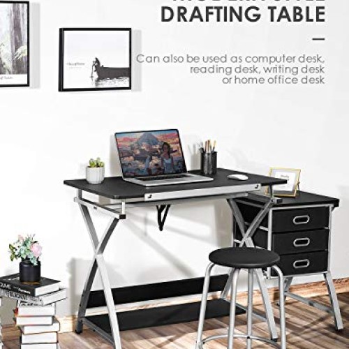 Kealive Drafting Table Adjustable Drawing Desk, X Cross Art Desk C...