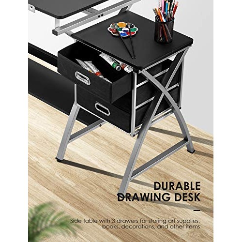 Kealive Drafting Table Adjustable Drawing Desk, X Cross Art Desk C...