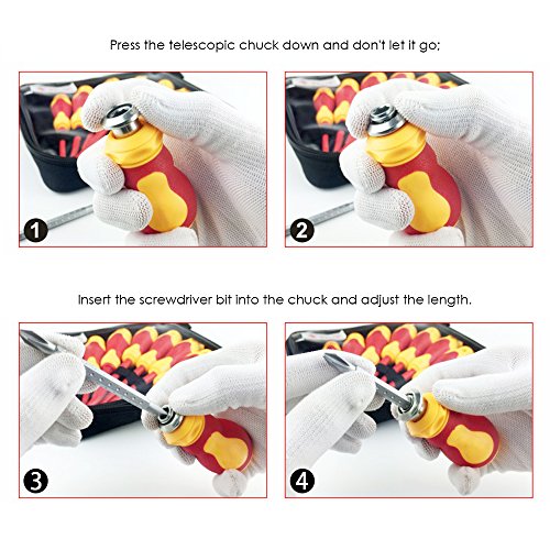 1000V Insulated Electrician Screwdriver Set, Kecheer 10pcs All-in-...