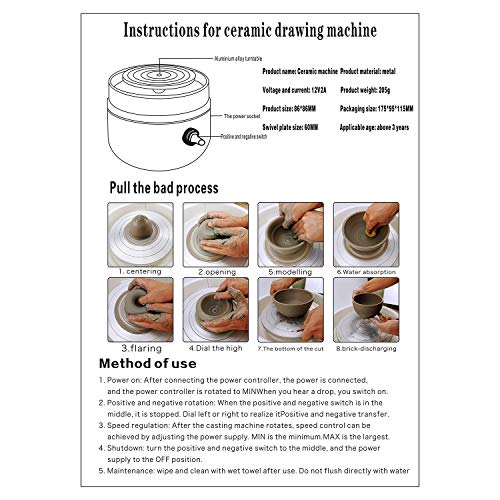 Mini Electric Pottery Wheel, Kecheer 6cm Turntable Portable Cerami...