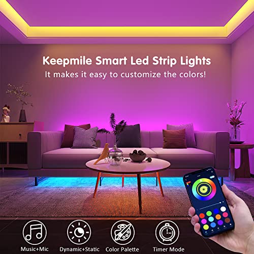 Keepsmile 100ft Led Strip Lights 2 Rolls of 50ft Bluetooth Smart...