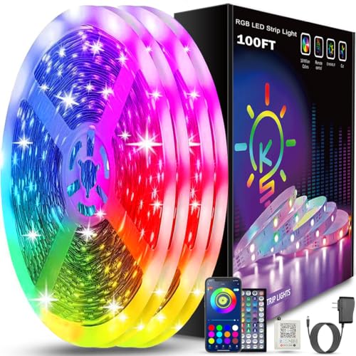 Keepsmile 100ft Led Strip Lights 2 Rolls of 50ft Bluetooth Smart...