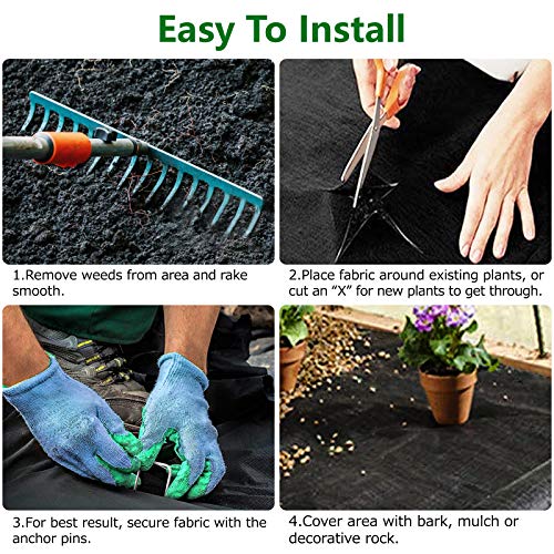 Keeswin 31.5in x 100ft Heavy Duty Garden Weed Barrier, Garden Land...