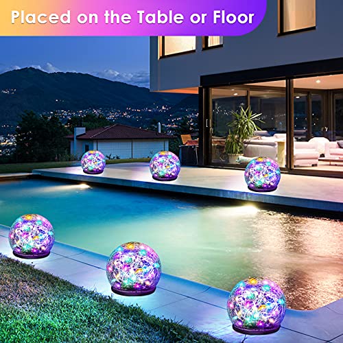 Keevvon Solar Garden Lights, 2 Pack 60 LED Colored Cracked Glass S...