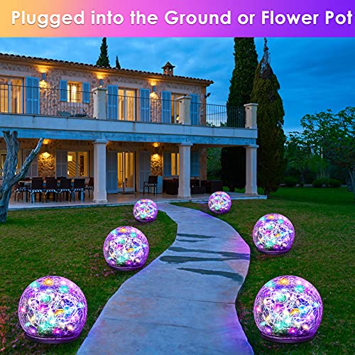 Keevvon Solar Garden Lights, 2 Pack 60 LED Colored Cracked Glass S...