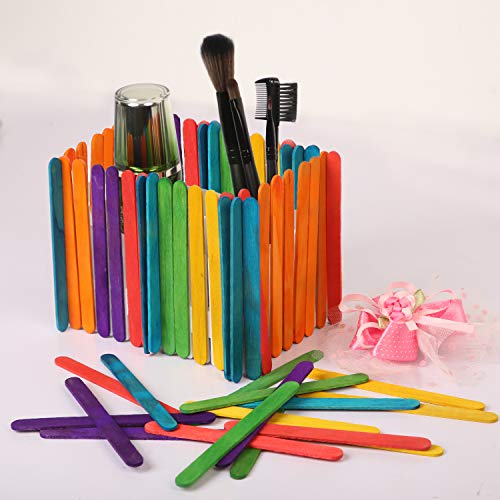 KEILEOHO 1000 PCS Colored Popsicle Sticks, Natural Lollipop Sticks...