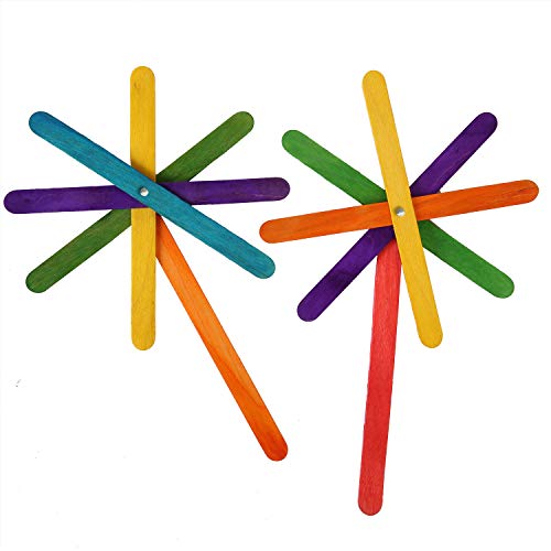 KEILEOHO 1000 PCS Colored Popsicle Sticks, Natural Lollipop Sticks...