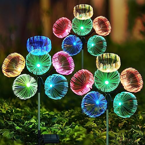 KELME Solar Garden Lights, 3 Pack Solar Outdoor Lights, 7 Color Ch...
