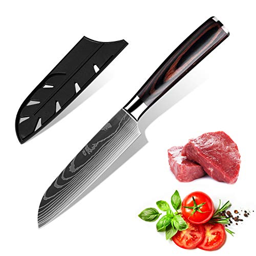 KEPEAK Santoku Knife 5 Inch, Kitchen Chopping Knives for Vegetable...